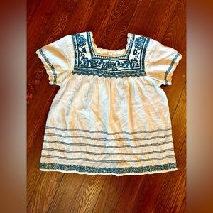Boutique (Nashville) Mexican Vibe Short Sleeve Blouse with stitching detail